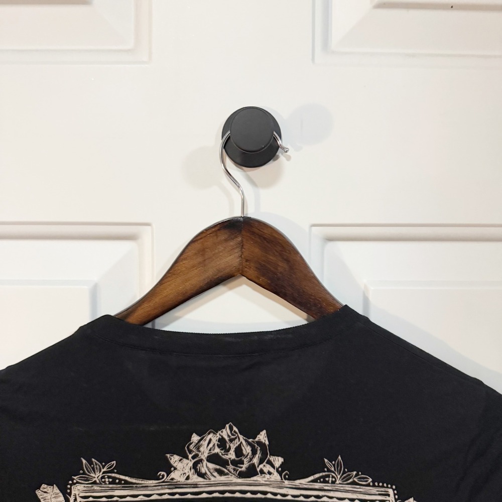 L.A.M.B. Graphic Tee Womens Size Medium Black Gothic Logo Rayon Short Sleeve Top - Picture 9 of 11